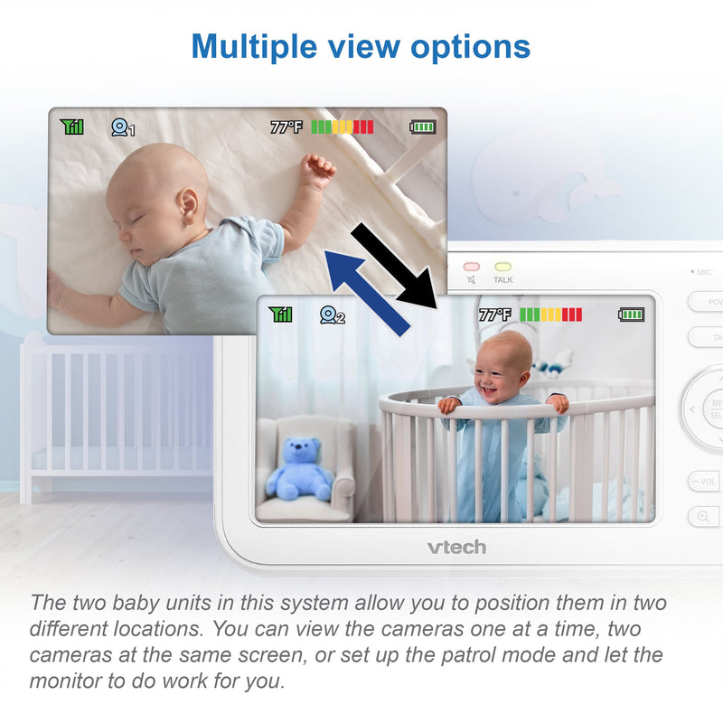 VTech 5” Dual-Camera Video Baby Monitor with Remote Pan, Tilt & Zoom, and Night Light Features