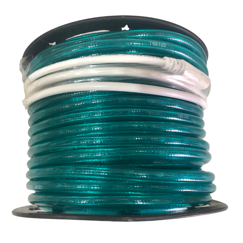 Flexilight 150Ft Rope Light 120V 2-Wire 3/8” 10mm Incandescent Bulbs (Aqua Blue)