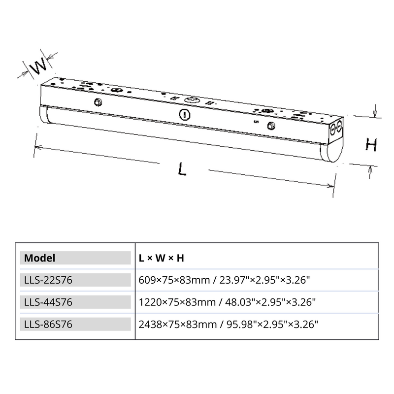 DiodeCraft TS 6-Pack LED Linear Strip 100-277V 4Ft 40W 130LPW 3CCT 3500K-4000K-5000K