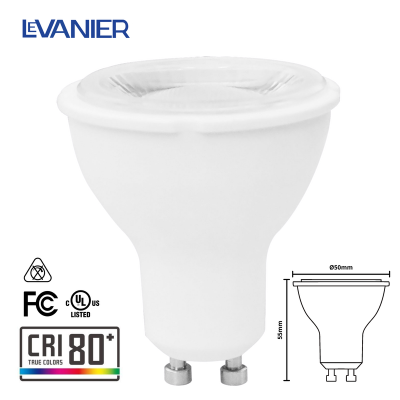 LeVanier 10 Pack LED GU10 Bulbs 60W Halogen Replacement Non-Dimmable 6.5w 120V UL cUL Listed (5000K)