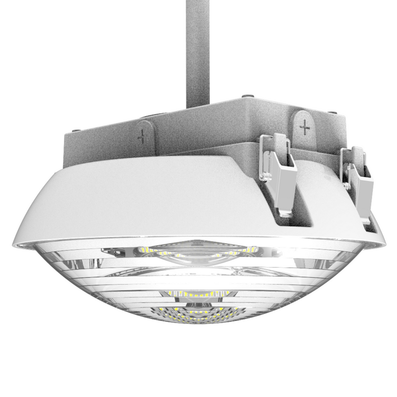 LeVanier LED Canopy Light 40W 5200Lm White Finish 120-277V IP65 Wet Location Parking Garage Gas Station Work Shop ETL cETL 5000K