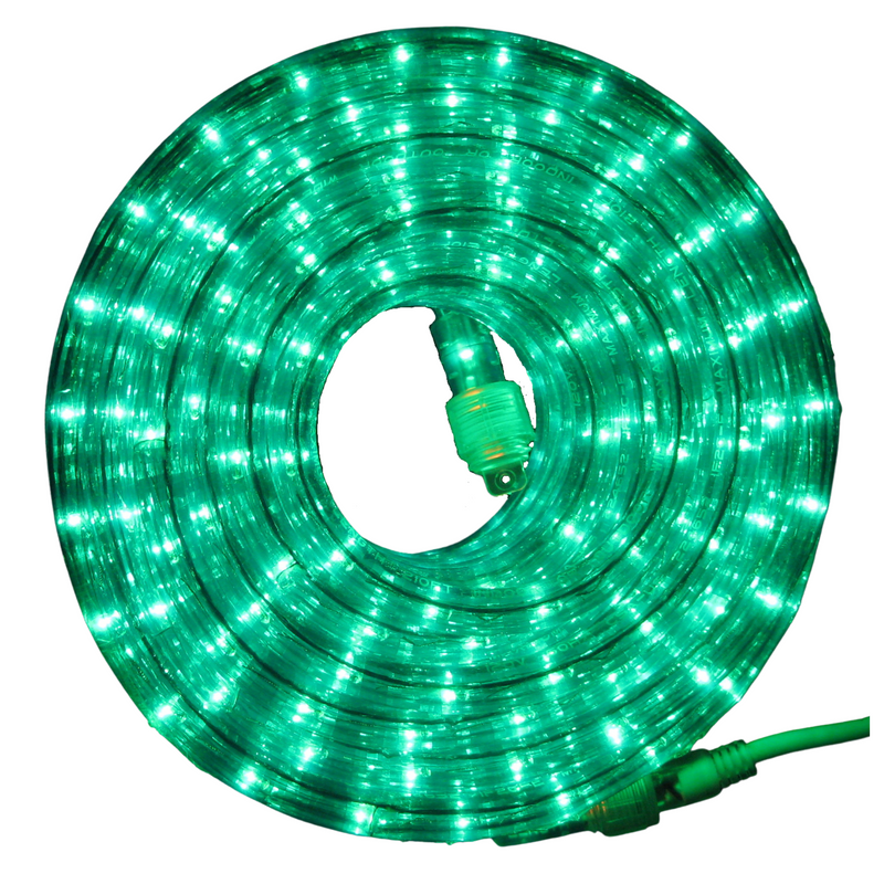 Flexilight 150Ft Rope Light 12V 2-Wire 1/2” 13mm Incandescent Bulbs (Green)