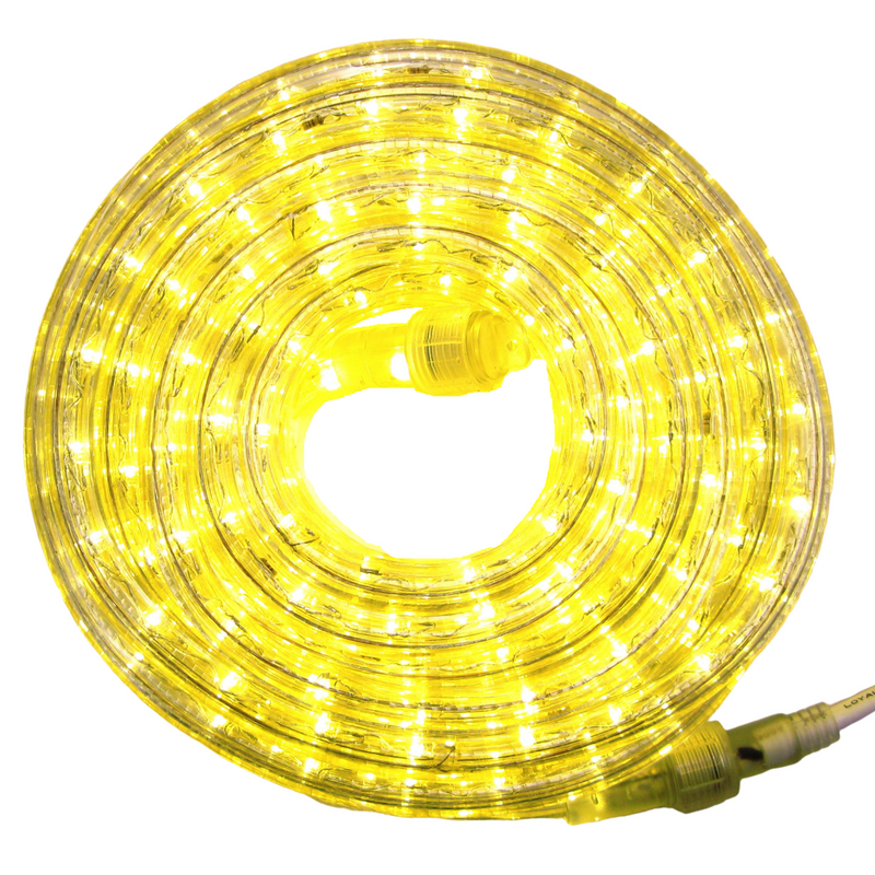 Flexilight 12Ft LED Rope Light 120V 2-Wire 1/2” 13mm Diameter Extendable Indoor Outdoor Home Decoration Christmas Party Accent Lighting (Yellow)