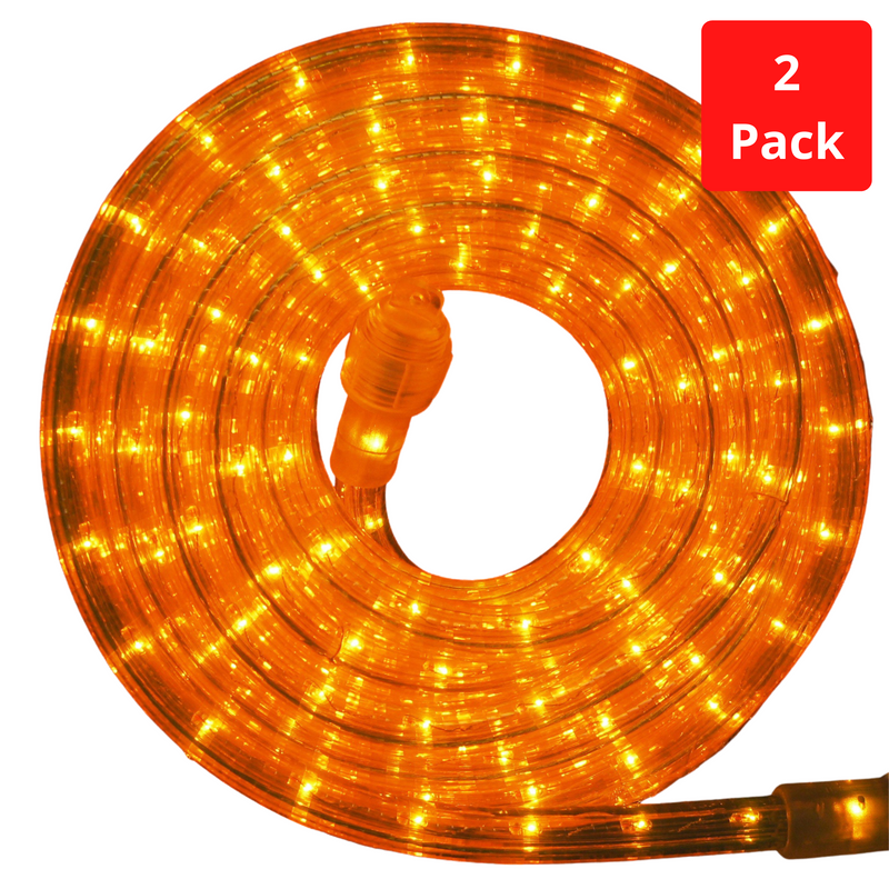 Flexilight 2-Pack 150Ft Rope Light 120V 2-Wire 3/8” 10mm Incandescent Bulbs (Orange)