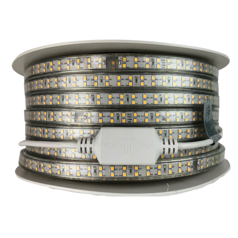 Flexilight 50m 164Ft SMD2835 180 LED/m LED Strip Light Rope Light Neon Light 8x18mm 2-Wire 14Lm/LED High Output 120V Indoor Outdoor ETL cETL (3000K)