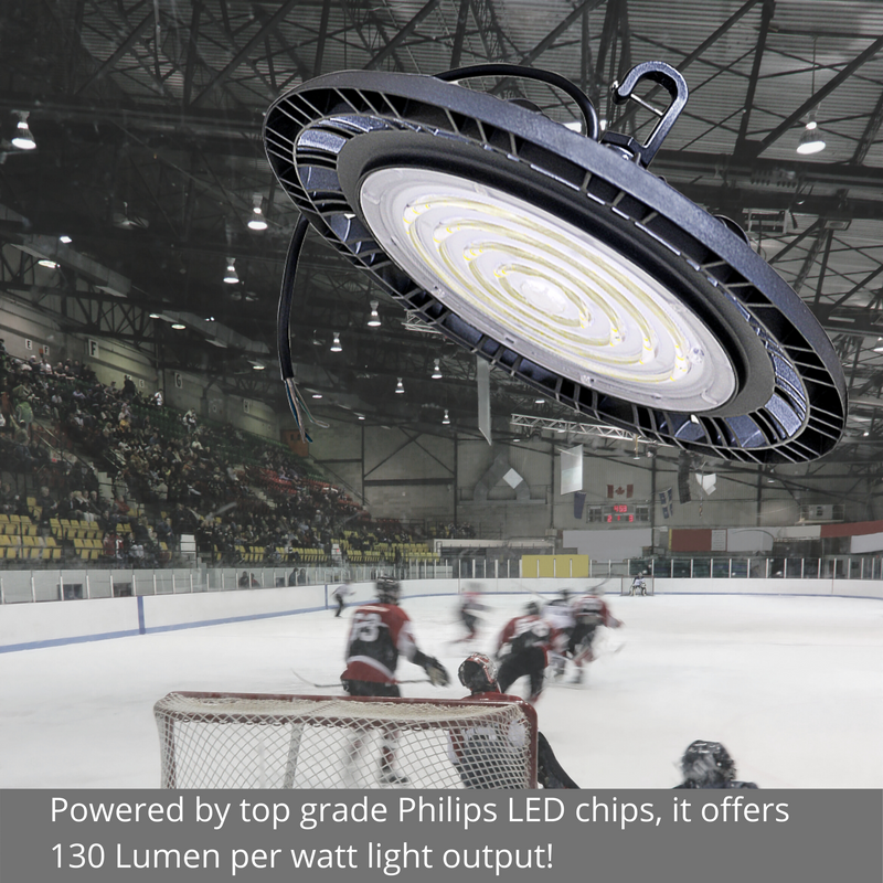 LeVanier 100-277V 240W 31200Lm UFO LED High Bay 130 Lumens Per Watt Dimmable 5Ft Cable IP65 ETL/cETL DLC Daylight Stadium Warehouse Work Shop (5000K)