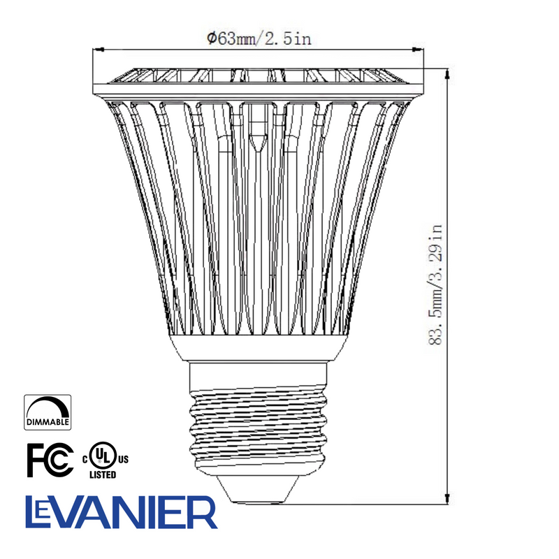 LeVanier 8-Pack LED PAR20 8W 120V 50W Equivalent CRI>80 120° Flood Light Dimmable 25,000 Hours LED Light Bulb E26 Base | 3000K