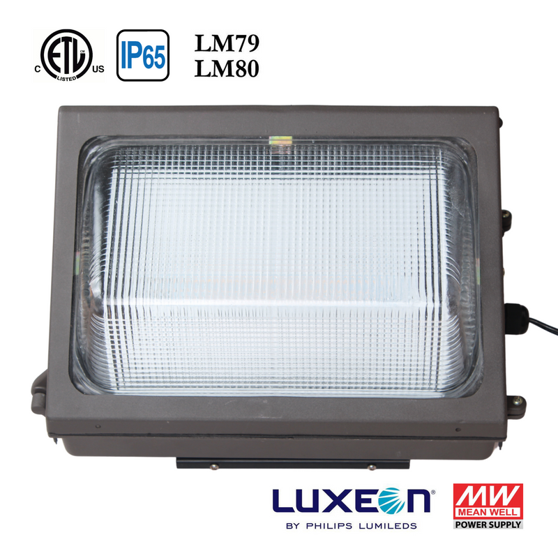 LeVanier LED 40W Wall Pack Warm White Semi Cut Off 120-277V 5293 Lumens Mean Well Driver ETL cETL 3000K