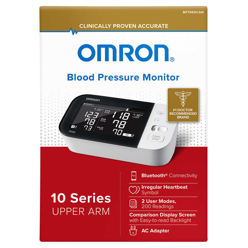 Omron BP7455CAN Blood Pressure Monitor with Bluetooth & Upper Arm Easy-Wrap Comfit Cuff