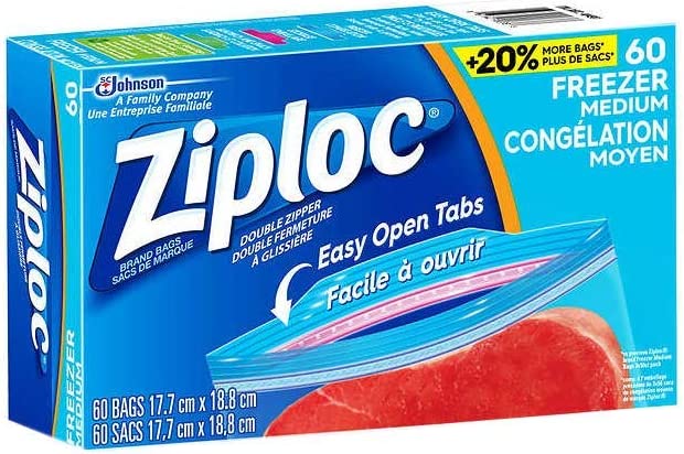 Ziploc Medium Quart Size (17.7cm × 18.8cm) Freezer Storage Bags Easy Open  Tabs - 180 Bags, 3 PK x 60 Bags